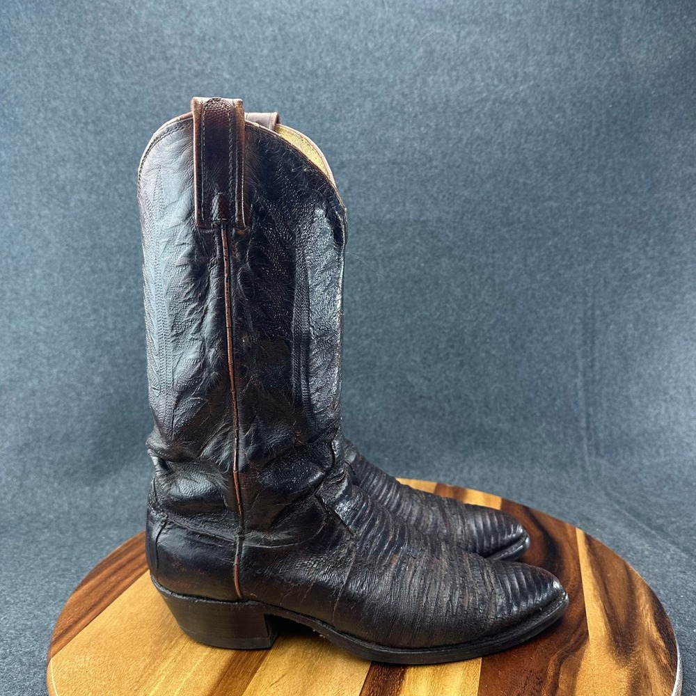 Dan Post Vintage Men's Teju Lizard Exotic Cowboy Boots Burgundy Size 8.5D #16836